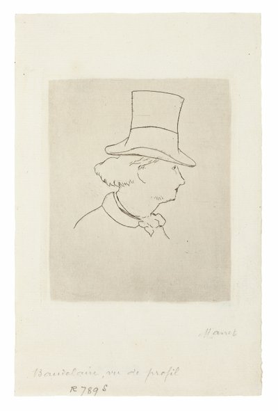 Charles Baudelaire, in profiel II door Édouard Manet