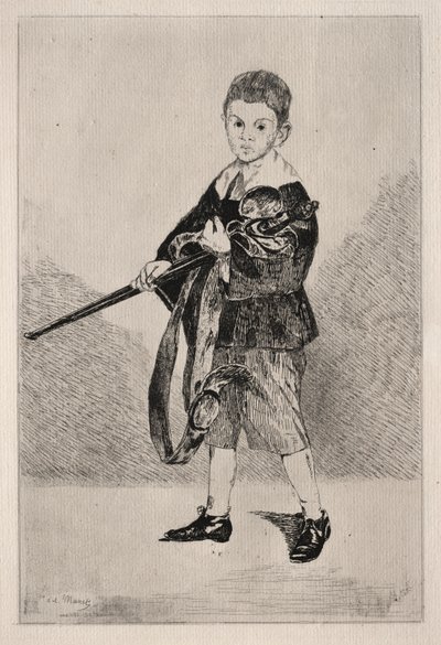 Kind met zwaard, naar links gedraaid door Édouard Manet