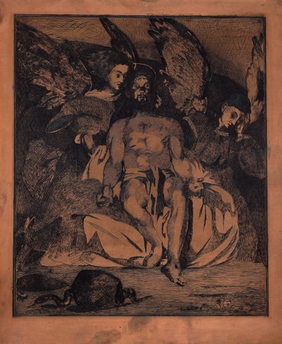 Dode Christus met engelen door Édouard Manet