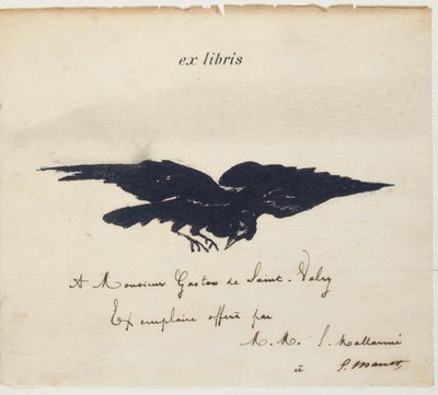 Ex-libris gelithografeerd door Edouard Manet ter illustratie: Edgar Allen POE. De raaf. Vertaling door Stéphane Mallarmé met illustraties door Edouard Manet door Édouard Manet