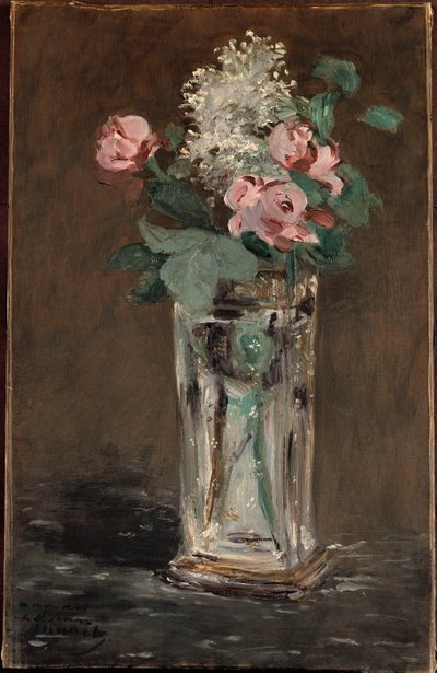 Bloemen in een kristallen vaas door Édouard Manet