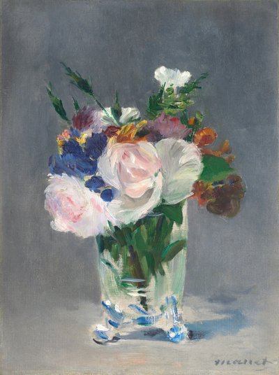 Bloemen in een kristallen vaas, ca. 1882 door Édouard Manet