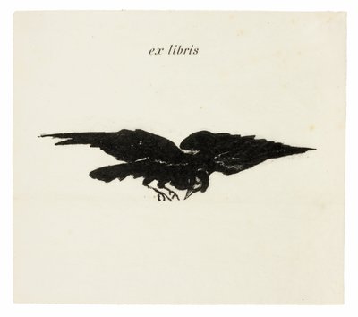 Vliegende Raaf: ex libris, uit De Raaf (Le Corbeau) door Édouard Manet