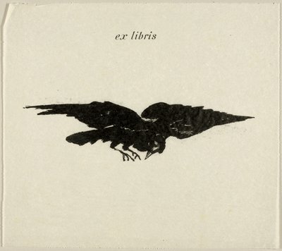 Vliegende raaf: ex libris, uit De Raaf (Le Corbeau) door Édouard Manet
