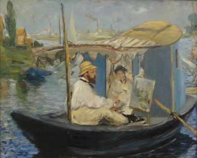 Duits: Die Barke Claude Monet schildert in zijn atelierboot door Édouard Manet