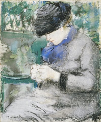 Meisje Zittend in de Tuin, of Breien, 1879 door Édouard Manet