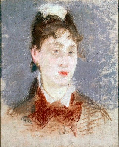 Meisje met een vleugelboord, ca. 1880 door Édouard Manet