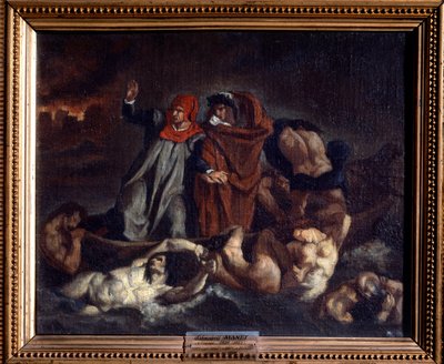 De boot van Dante of Dante en Vergilius in de hel door Édouard Manet