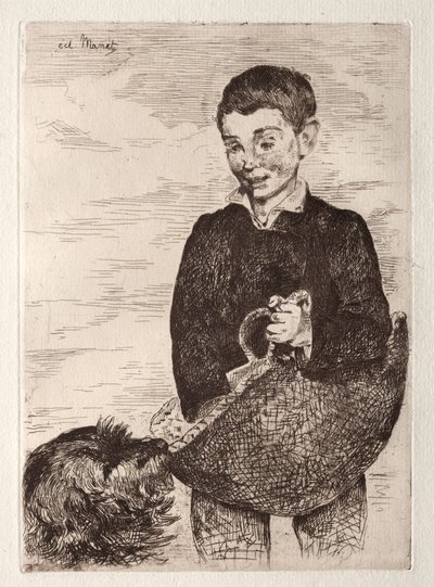 De jongen met de hond, met de mand door Édouard Manet
