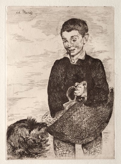 De jongen met de hond, met de tas door Édouard Manet