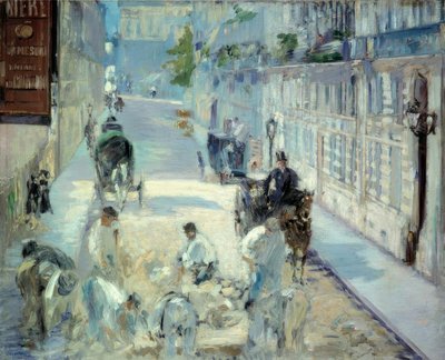 De straatwerkers Rue Mosnier door Édouard Manet