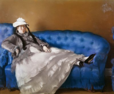 Madame Manet op de blauwe bank door Édouard Manet