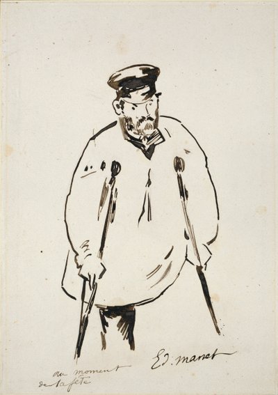 Man op Krukken, ca. 1850-1880 door Édouard Manet