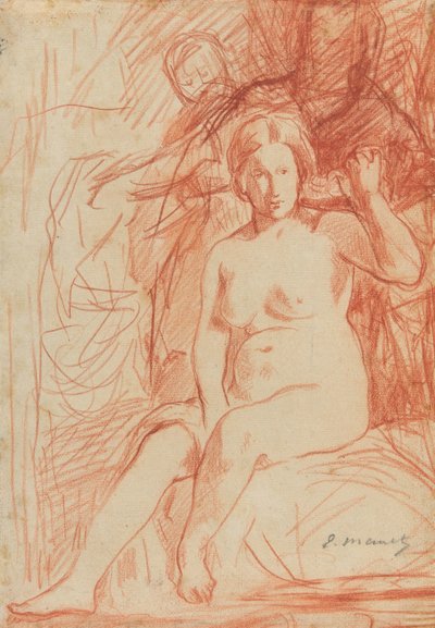 Manet - Studie van een zittend naakt (La Toilette), 1858-60 door Édouard Manet