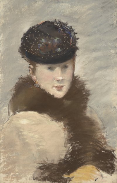 Mery Laurent met een kleine toque, 1882 door Édouard Manet