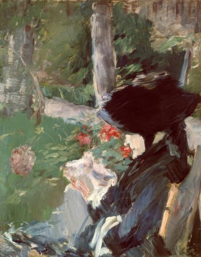 Mme Manet moeder in de tuin van Bellevue door Édouard Manet