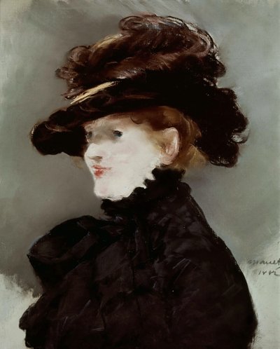 Méry Laurent met een zwarte hoed door Édouard Manet