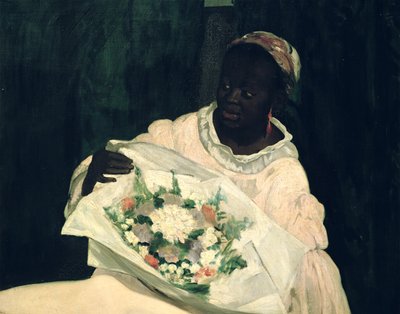 Olympia, detail van de zwarte dienaar, 1863 door Édouard Manet