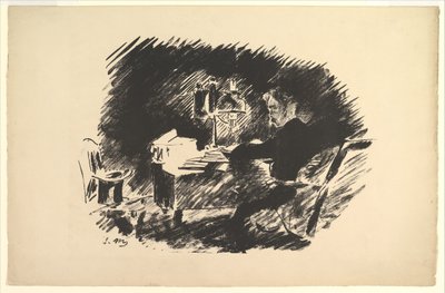 Er was eens een middernacht somber. Illustratie bij The Raven van Edgar Allan Poe door Édouard Manet