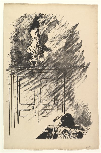 Gezeten op een buste van Pallas. Illustratie bij The Raven van Edgar Allan Poe, 1875 door Édouard Manet