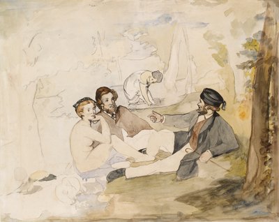 Picknick in een bos door Édouard Manet