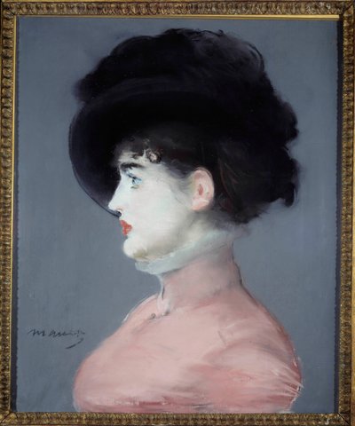Portret van de Weense of Irma Brunner met een zwarte hoed door Édouard Manet