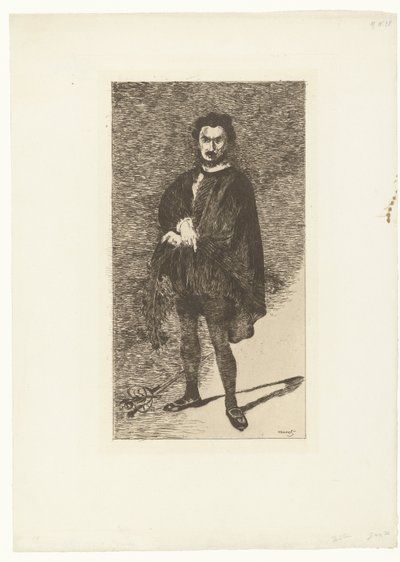Portret van acteur Philibert Rouvière in de rol van Hamlet door Édouard Manet