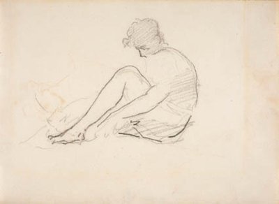 Zittende vrouw (Een lichte schets van een mannenhoofd) door Édouard Manet