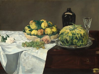 Stilleven met Meloen en Perziken door Édouard Manet