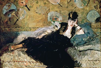 De dame met waaiers, portret van Nina de Callias (1844-84) ca. 1873-74 door Édouard Manet