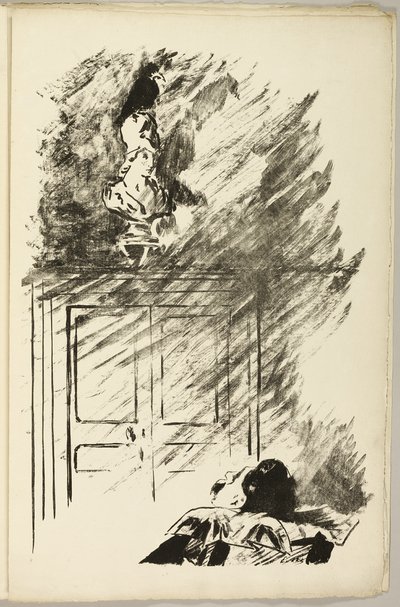 De Raaf op de Buste van Pallas ("Gezeten op een buste van Pallas..."), uit De Raaf (Le Corbeau) door Édouard Manet