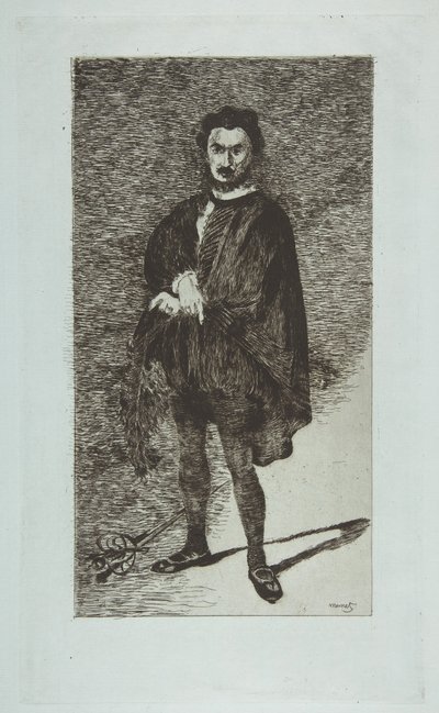 De Tragische Acteur: Rouvière in de Rol van Hamlet door Édouard Manet
