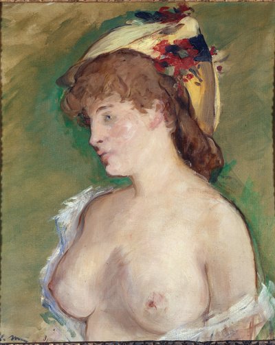De blonde met ontbloot bovenlijf door Édouard Manet