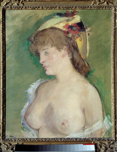 De blonde met ontbloot bovenlijf door Édouard Manet