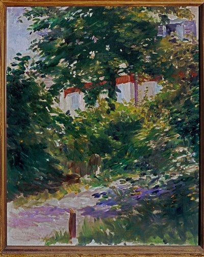 De tuin rond het huis van Manet in Reuil, Frankrijk (schilderij op doek) door Edouard Manet