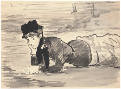 Vrouw Liggend op het Strand. Annabel Lee, ca. 1881 door Édouard Manet