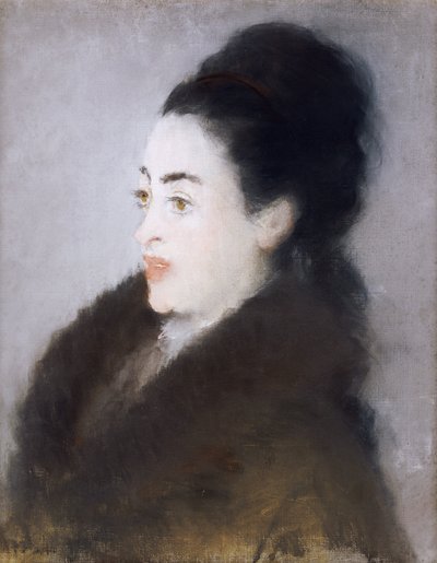 Vrouw in een Bontjas in Profiel, 1879 door Édouard Manet