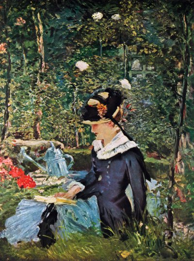 Jong meisje op de drempel van de tuin in Bellevue, 1880 door Édouard Manet