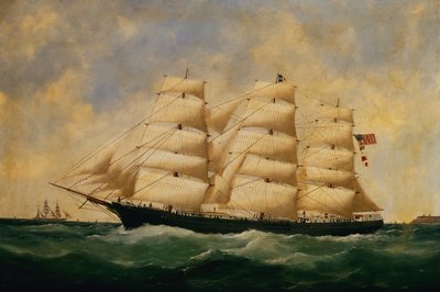 Het Amerikaanse Zeilschip, Servia voor Le Havre door Edouard Marie Adam