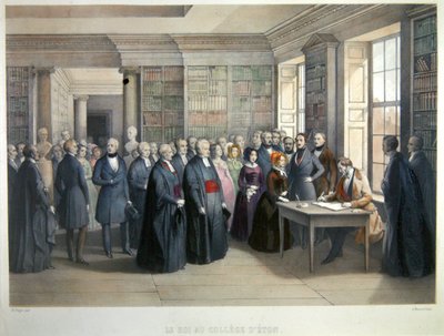 Koning Louis-Philippe ondertekent het bezoekersboek tijdens zijn bezoek aan Eton College op 10 december door Edouard Pingret