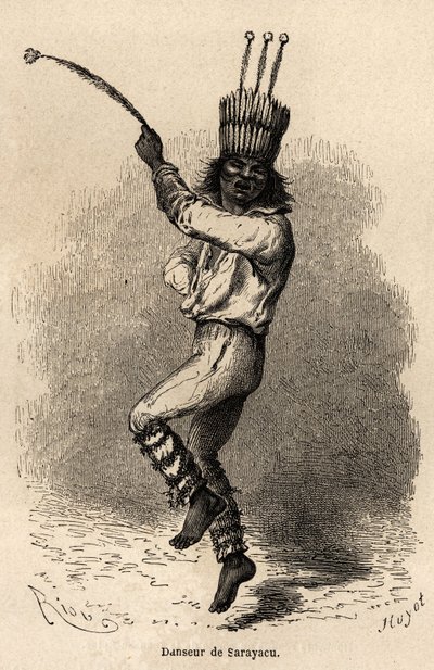 Een danser in Sarayacu (Peru) door Edouard Riou