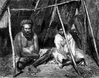 Australische aboriginals, 1886 door Edouard Riou