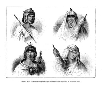 Inca-typen, Peru, 19e eeuw door Edouard Riou