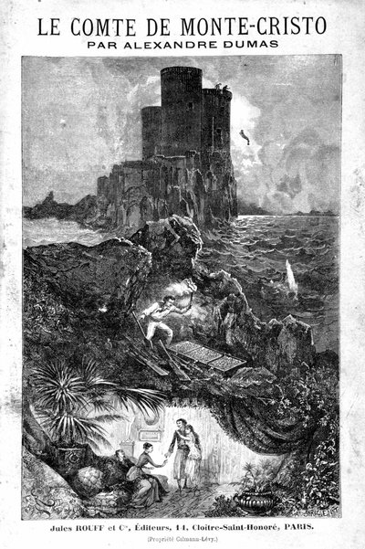 Het kasteel van If, de ontdekking van de schat en de terugkeer naar Parijs - Gravure door Riou, in 