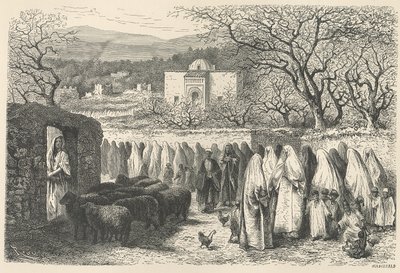 Marabout en processie: Tlemcen, gegraveerd door Henri Theophile Hildibrand (1824-97) door Edouard Riou