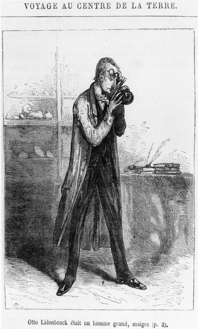 Professor Otto Lidenbrock, illustratie uit 