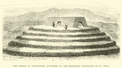 De Tempel van Huiracocha, volgens de historicus Garcilasso de la Vega door Edouard Riou