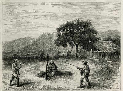 De vervaardiging van de cabuya, touw van Fourcroya, nabij Cartago (Colombia), gravure door Riou, ter illustratie van het verhaal van Equinoxiale Amerika door E. Andre, missieopdracht door de Franse regering, gepubliceerd in de Tour du monde, onder leiding  door Edouard Riou