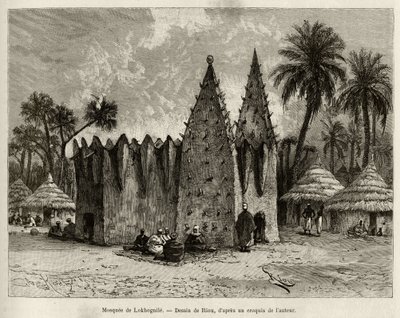 De moskee van Lokhognile (Golf van Guinee). Gravure door Riou, ter illustratie van het verhaal 