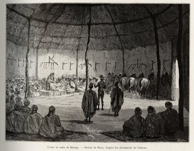 Bezoek aan de Naba van Karaga (Ghana). Gravure door Riou, ter illustratie van het verhaal 